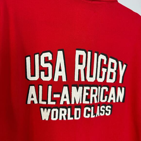 USA Rugby Vintage All American World Class Embroider Polo Shirt Red L - Picture 4 of 7
